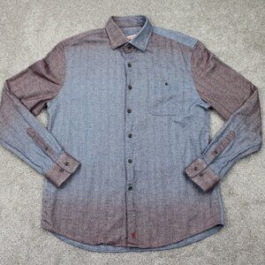 Johnnie-O Shirt Adult Medium Red/Blue Roscoe Dip Dye Cotton L/S Button Up